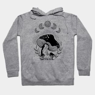 Moon Phase Fungi Mushroom Night Art Hoodie